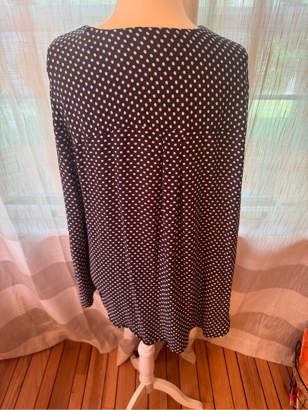 Jones New York Black Blouse with White Polka Dots - Picture 3 of 6